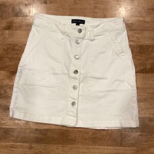 J.Crew Mercantile Womens White Denim Button Front Skirt Size 6 A-Line Cotton